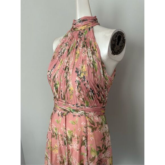 NWOT IEENA FOR MAC DUGGAL Pleated Halter Neck Floral Dress Size 0 $258 - Picture 9 of 11